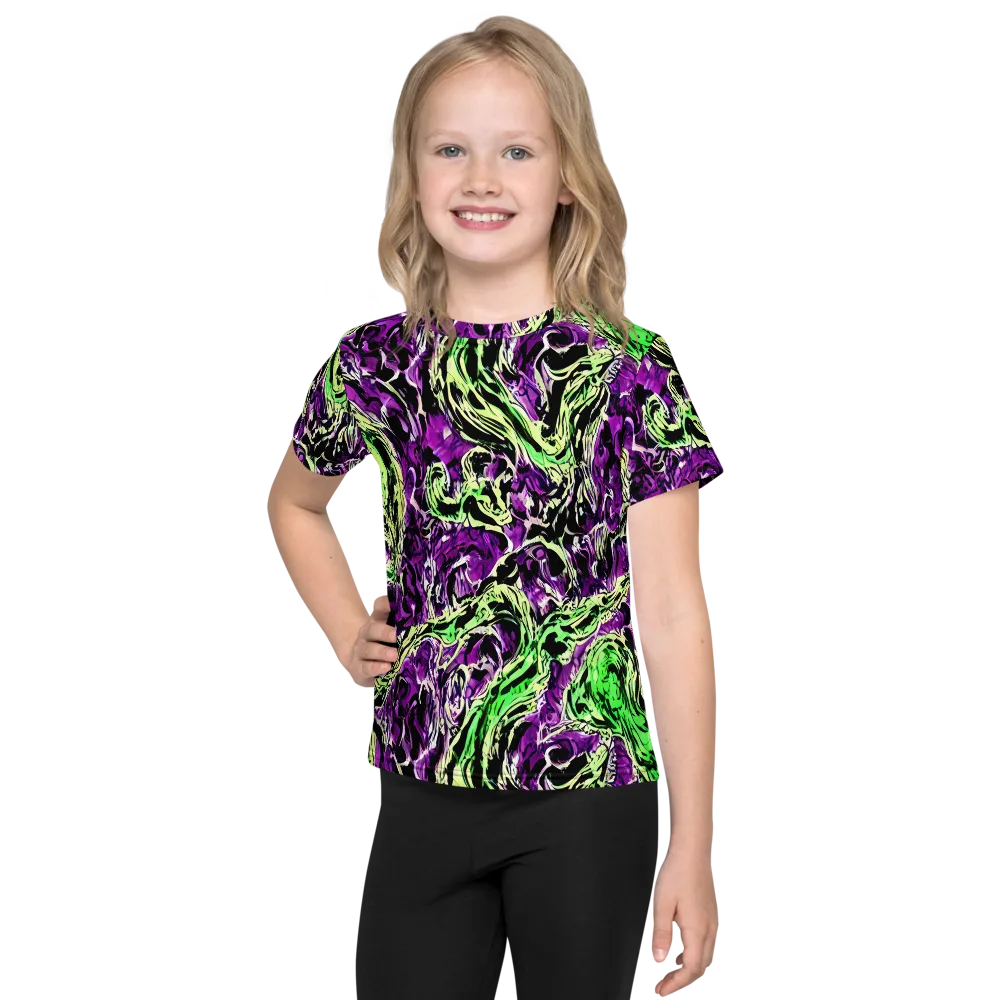 Psychedelic Noir on Kids Crew Neck T-Shirt — Front