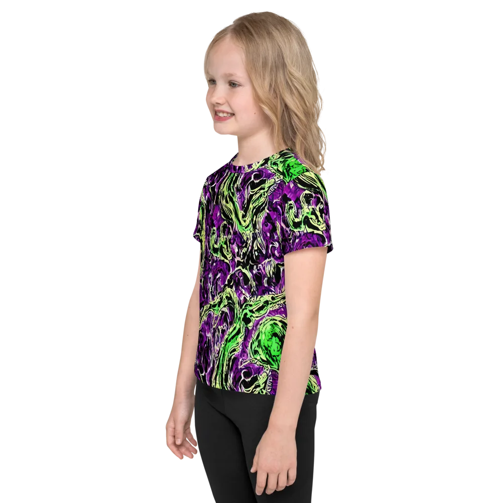 Psychedelic Noir on Kids Crew Neck T-Shirt — Left