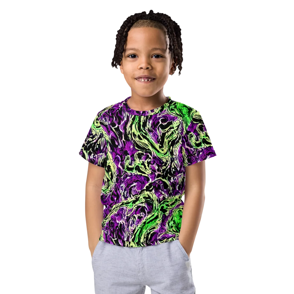 Psychedelic Noir on Kids Crew Neck T-Shirt — Front