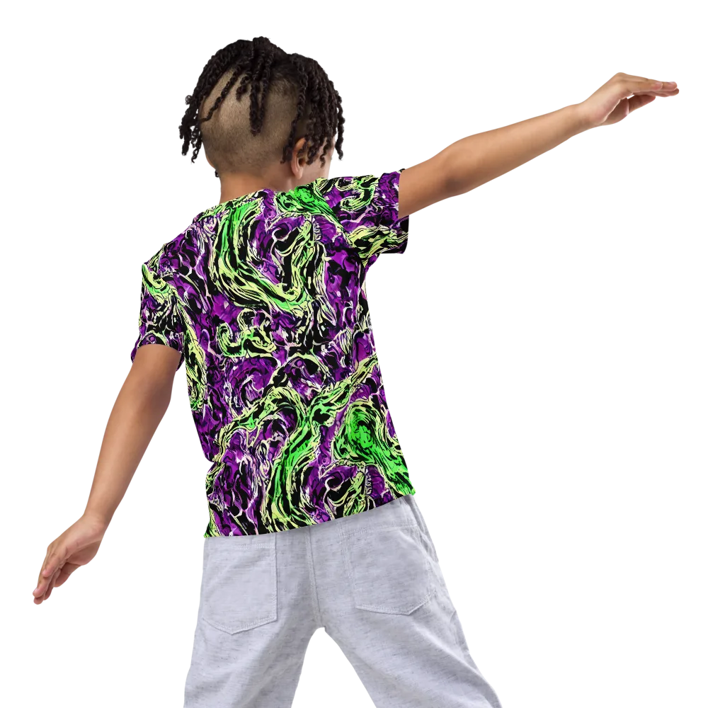 Psychedelic Noir on Kids Crew Neck T-Shirt — Back
