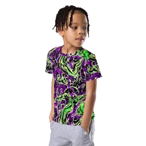 Psychedelic Noir on a Kids Crew Neck T-Shirt