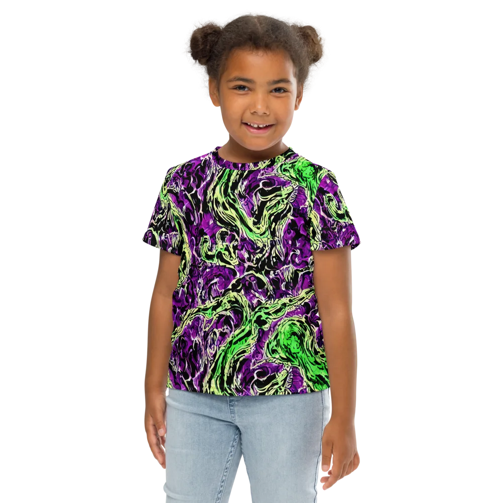 Psychedelic Noir on Kids Crew Neck T-Shirt — Front