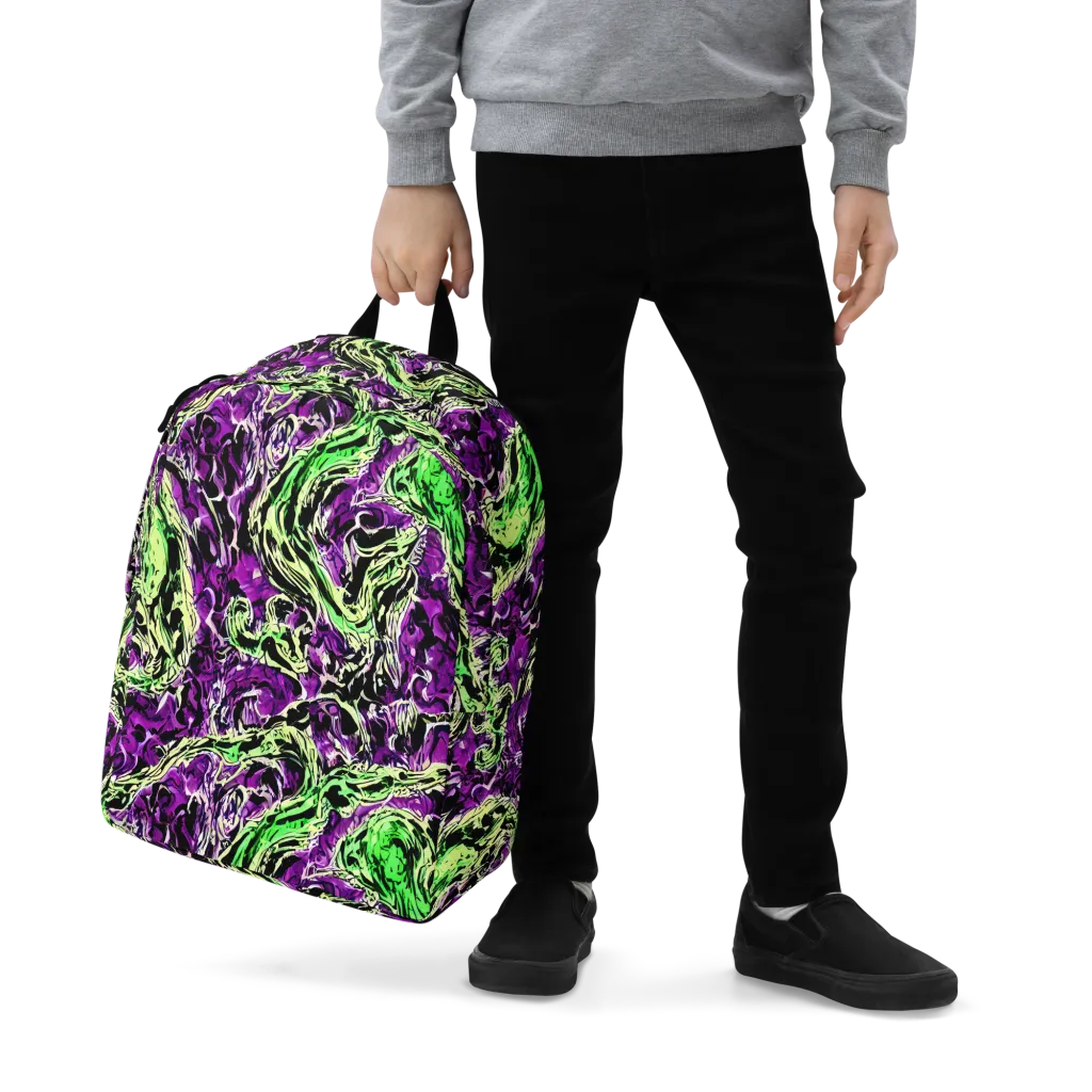 Psychedelic Noir on Minimalist Backpack — Zoomed-in