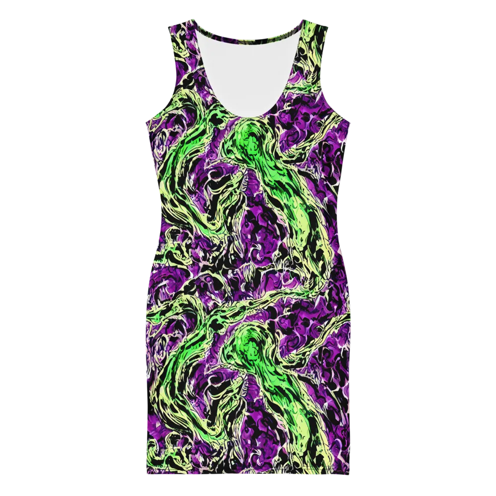 Psychedelic Noir on Bodycon Dress — Front