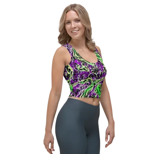 Psychedelic Noir on a Crop Top