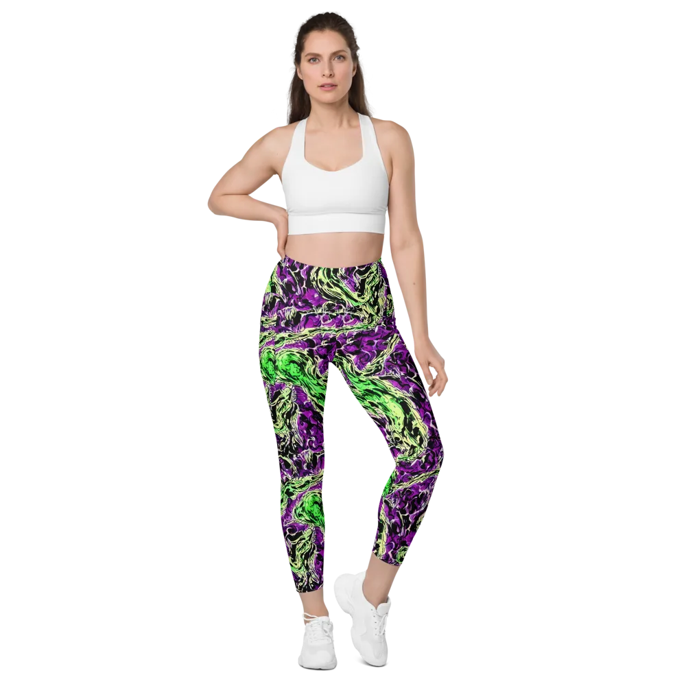 Psychedelic Noir on Leggings with Pockets — Front