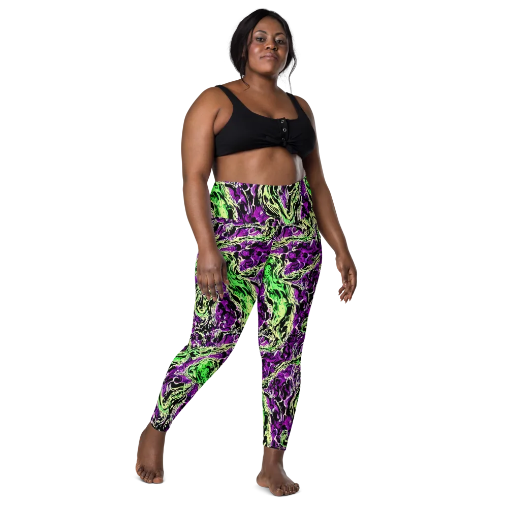 Psychedelic Noir on Leggings with Pockets — Front