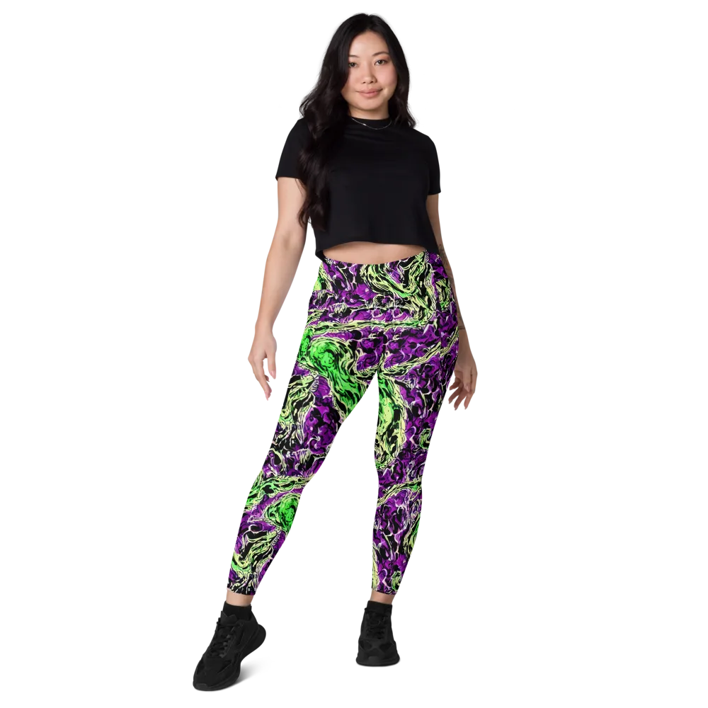 Psychedelic Noir on Leggings with Pockets — Front