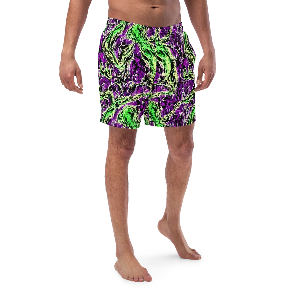Psychedelic Noir on Swim Trunks — Front