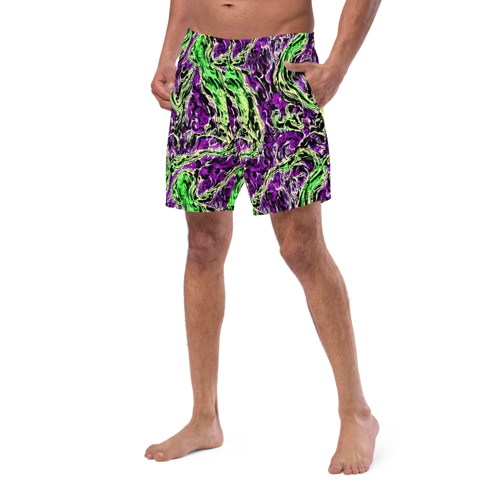 Psychedelic Noir on Swim Trunks — Left Front