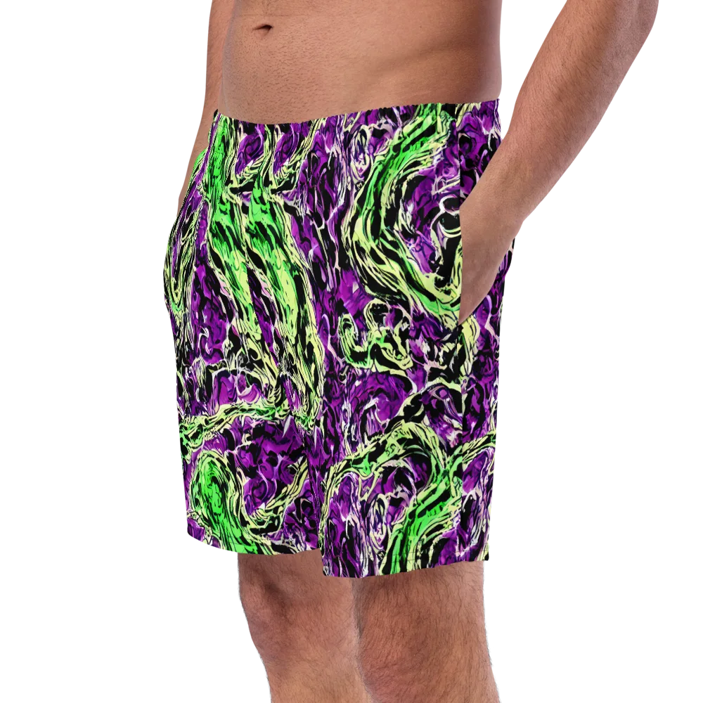 Psychedelic Noir on Swim Trunks — Left Front