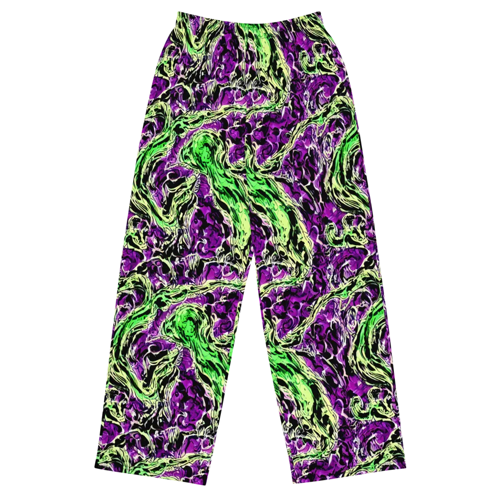Psychedelic Noir on Wide-Leg Pants — Front