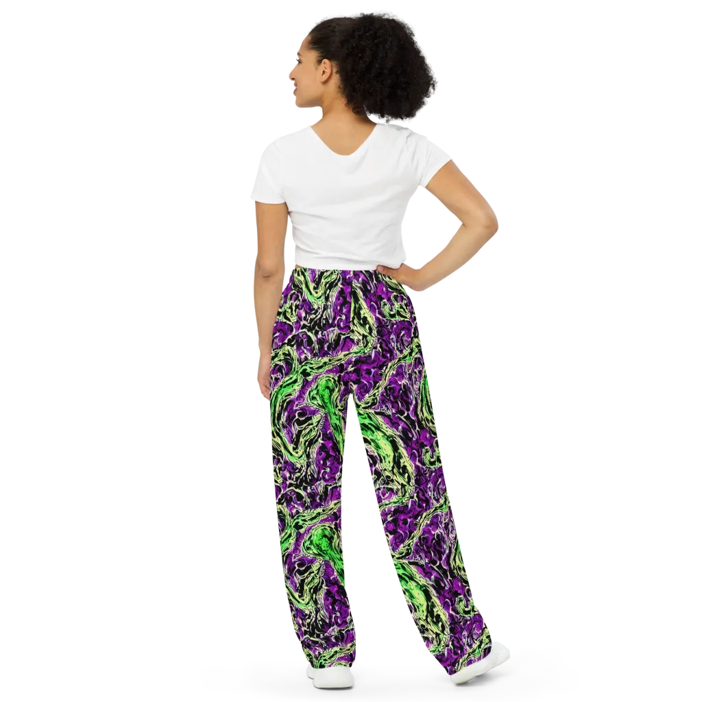 Psychedelic Noir on Wide-Leg Pants — Back