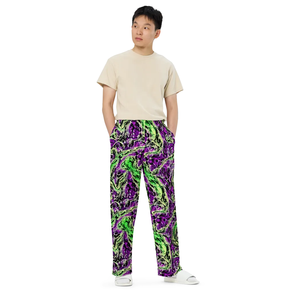 Psychedelic Noir on Wide-Leg Pants — Front