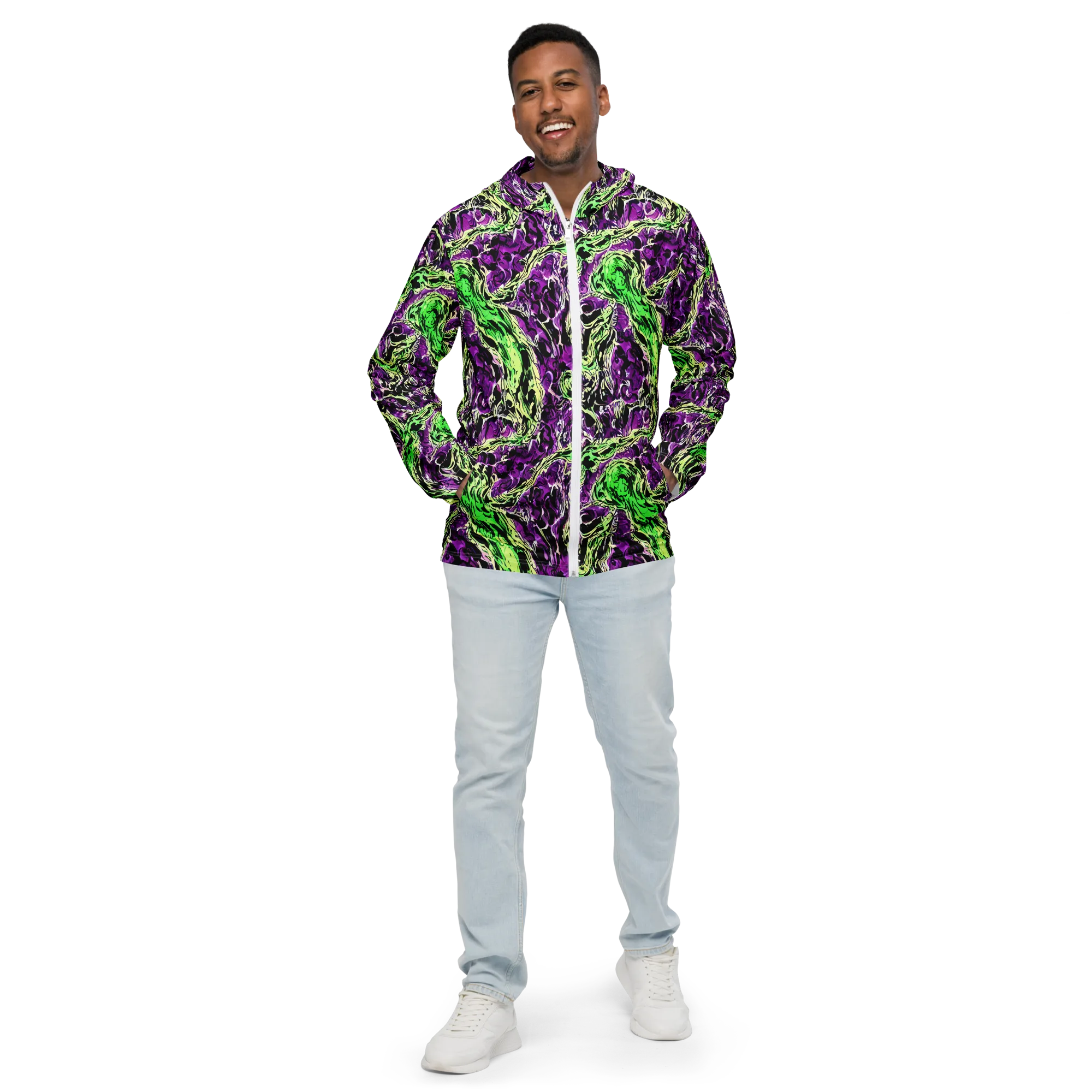 Psychedelic Noir on Men's Windbreaker — Front