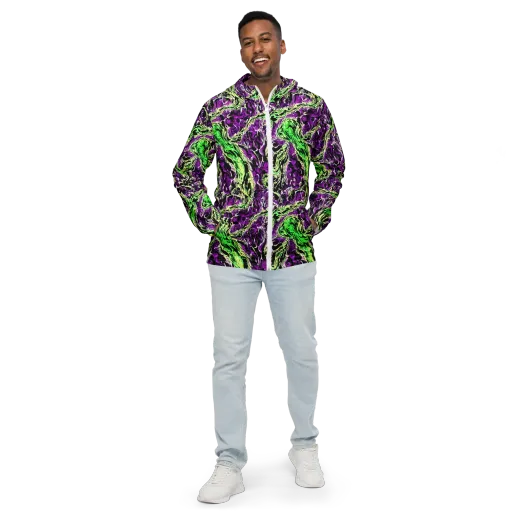 Psychedelic Noir on a Men's Windbreaker