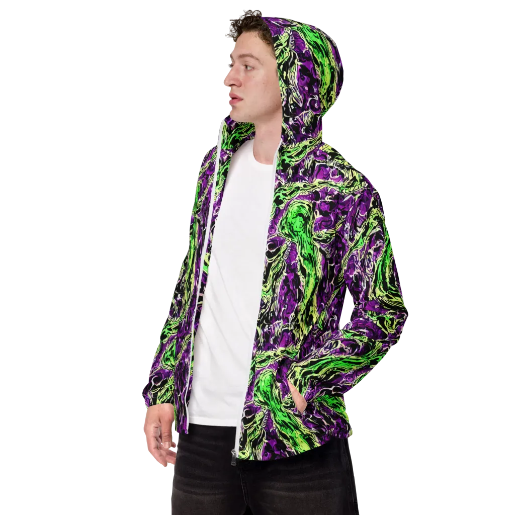 Psychedelic Noir on Men's Windbreaker — Left Front