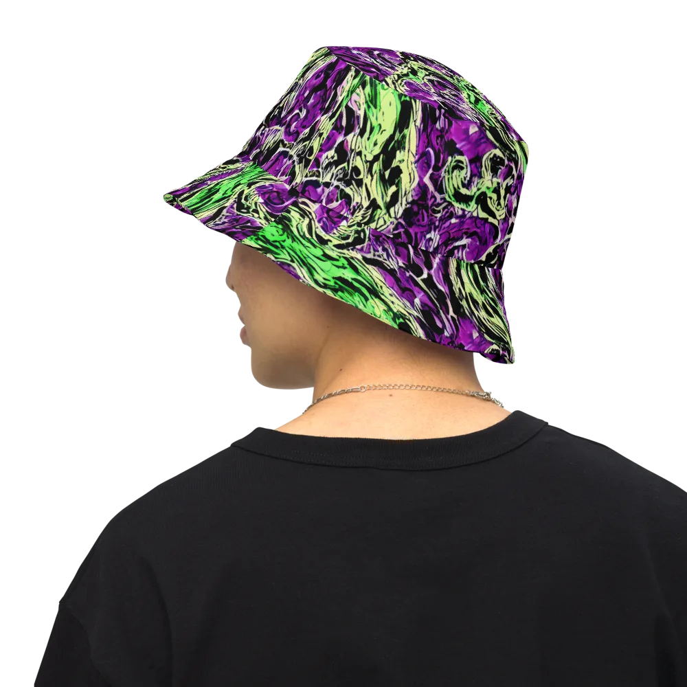 Psychedelic Noir on Reversible Bucket Hat — Back Inside