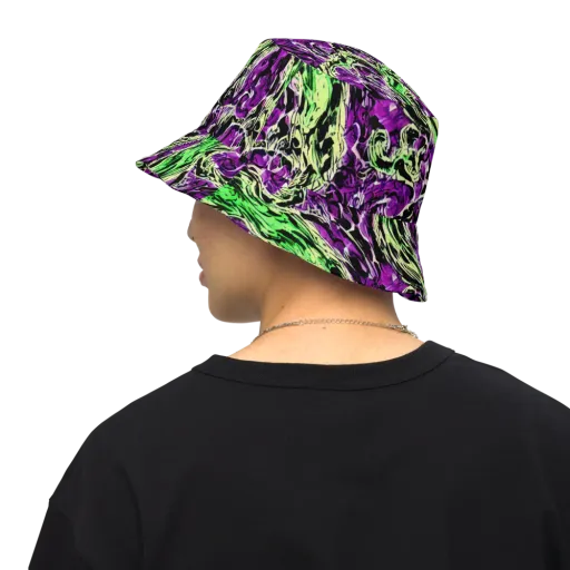 Psychedelic Noir on a Reversible Bucket Hat