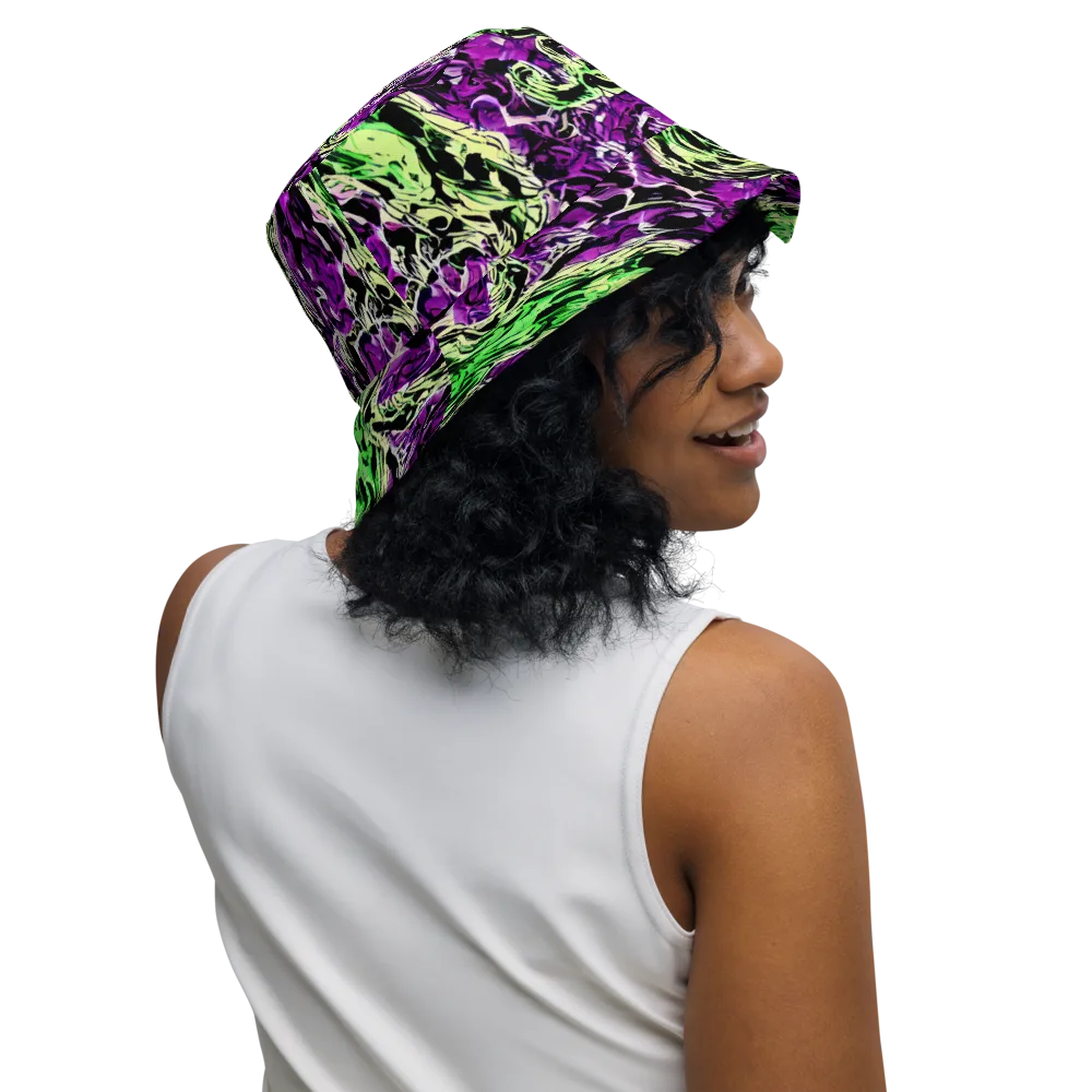 Psychedelic Noir on Reversible Bucket Hat — Right Outside