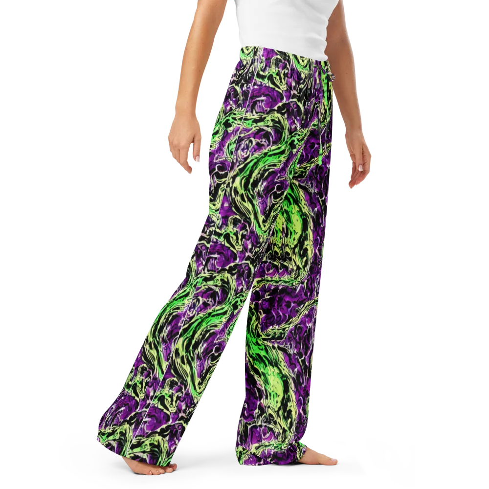 Psychedelic Noir on Women's Pajama Pants — Right Front