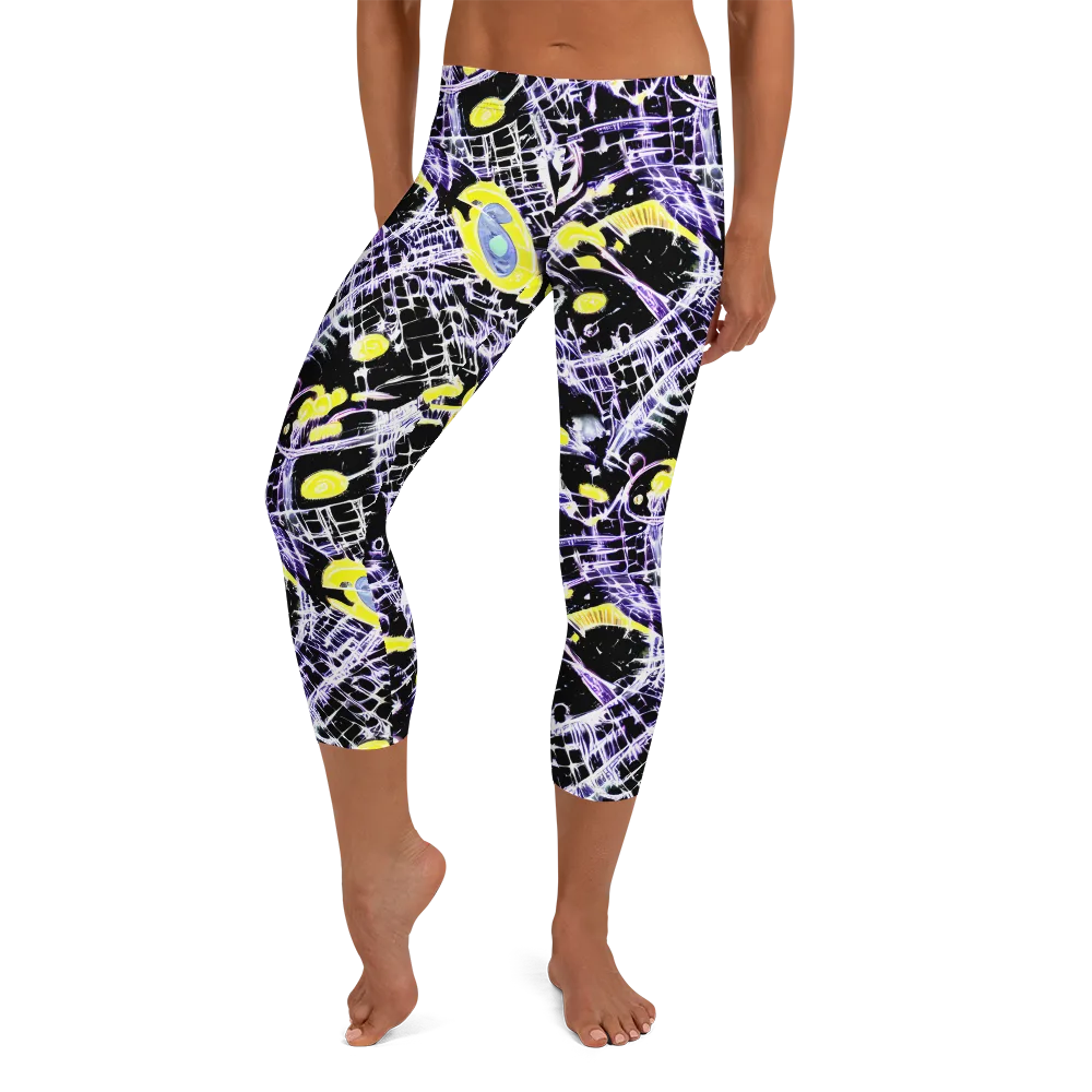 Night Circuit on Capri Leggings — Front