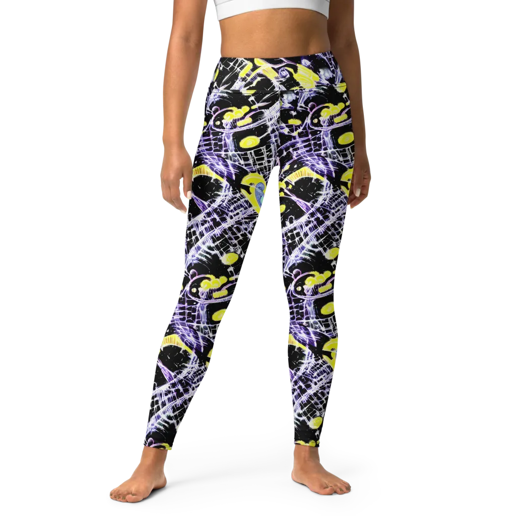 Night Circuit on Yoga Leggings — Front