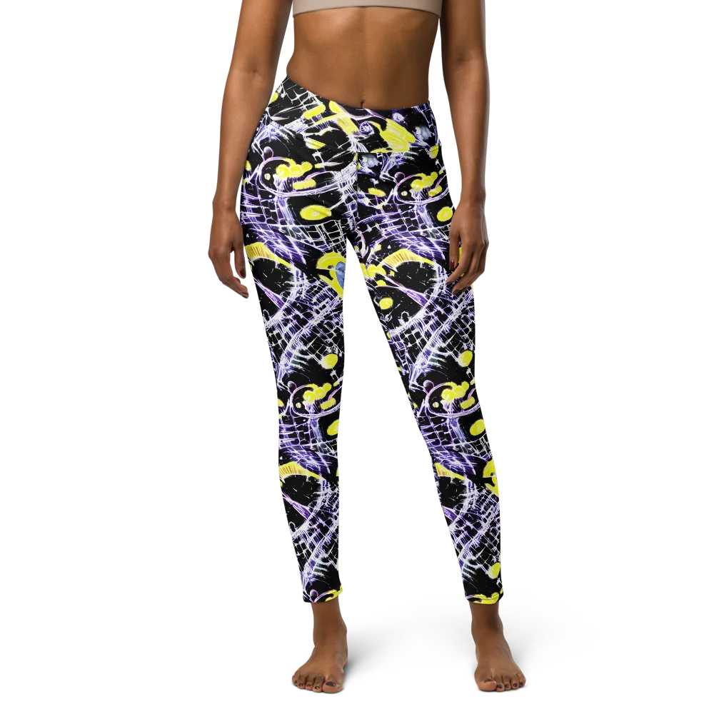 Night Circuit on Yoga Leggings — Front