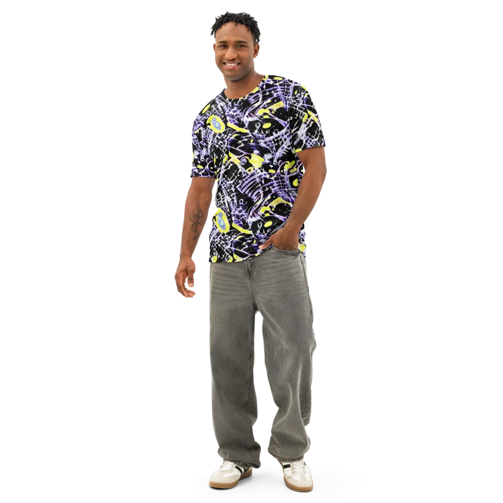 Night Circuit on Men's Cotton Crew Neck T-Shirt — Front
