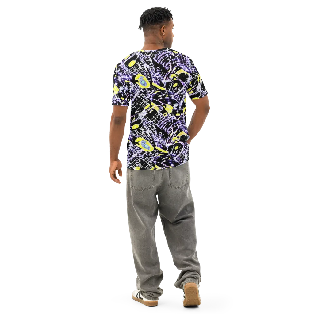 Night Circuit on Men's Cotton Crew Neck T-Shirt — Back