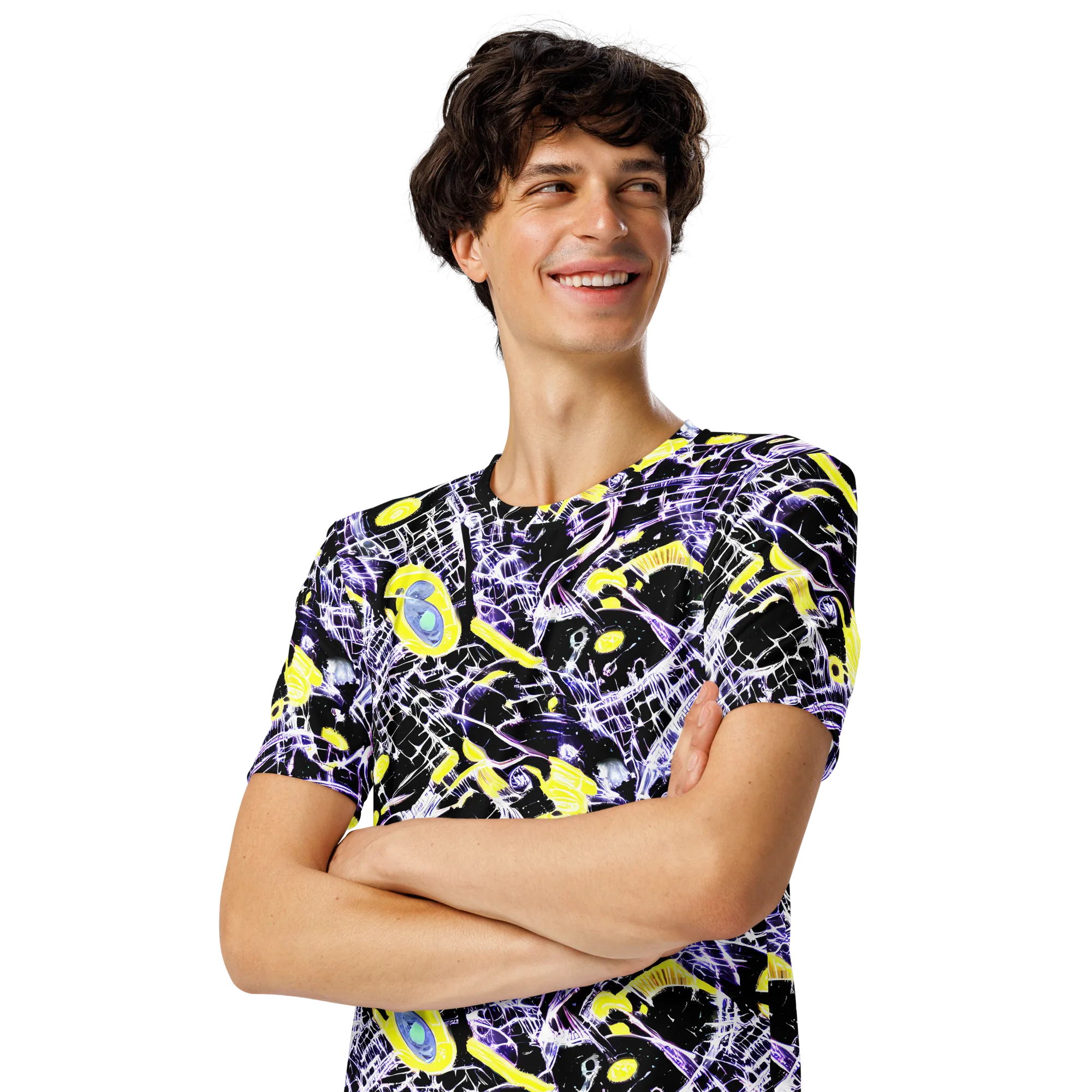 Night Circuit on Men's Crew Neck T-Shirt — Left Front