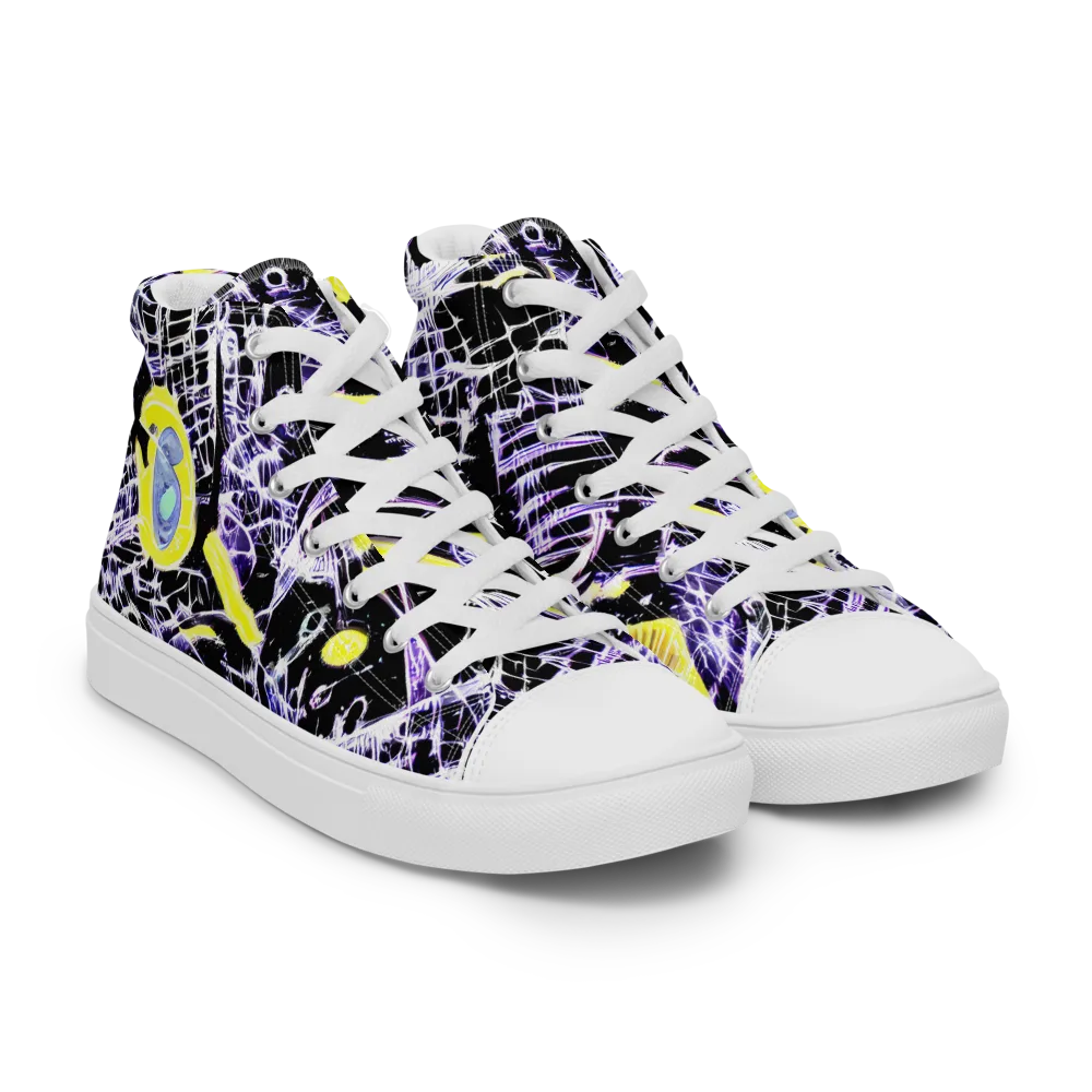 Night Circuit on Men's High Top Canvas Shoes — Right Front