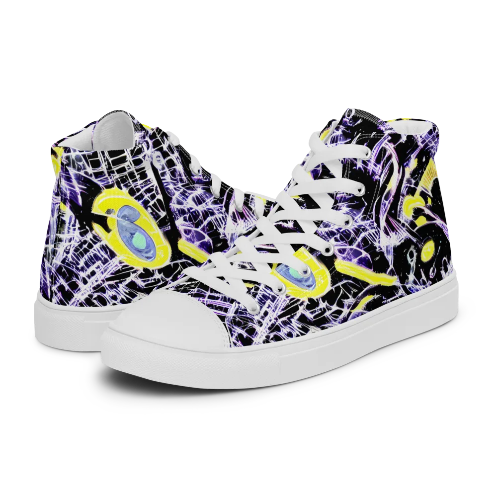 Night Circuit on Men's High Top Canvas Shoes — Left