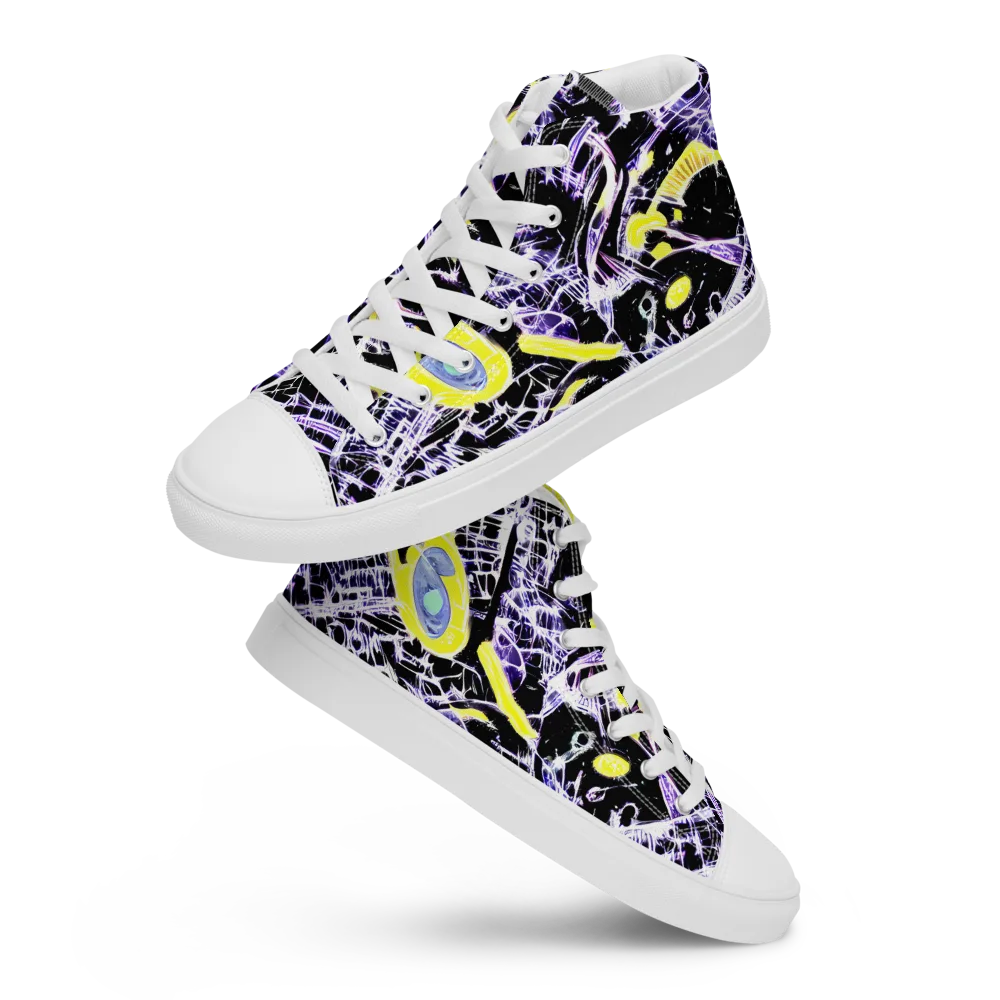 Night Circuit on Men's High Top Canvas Shoes — Front
