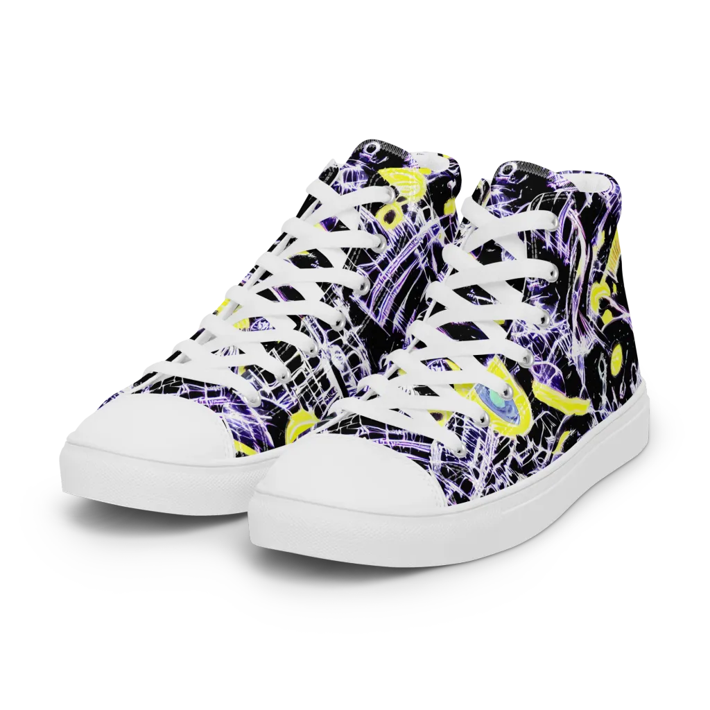 Night Circuit on Women's High Top Canvas Shoes — Left Front