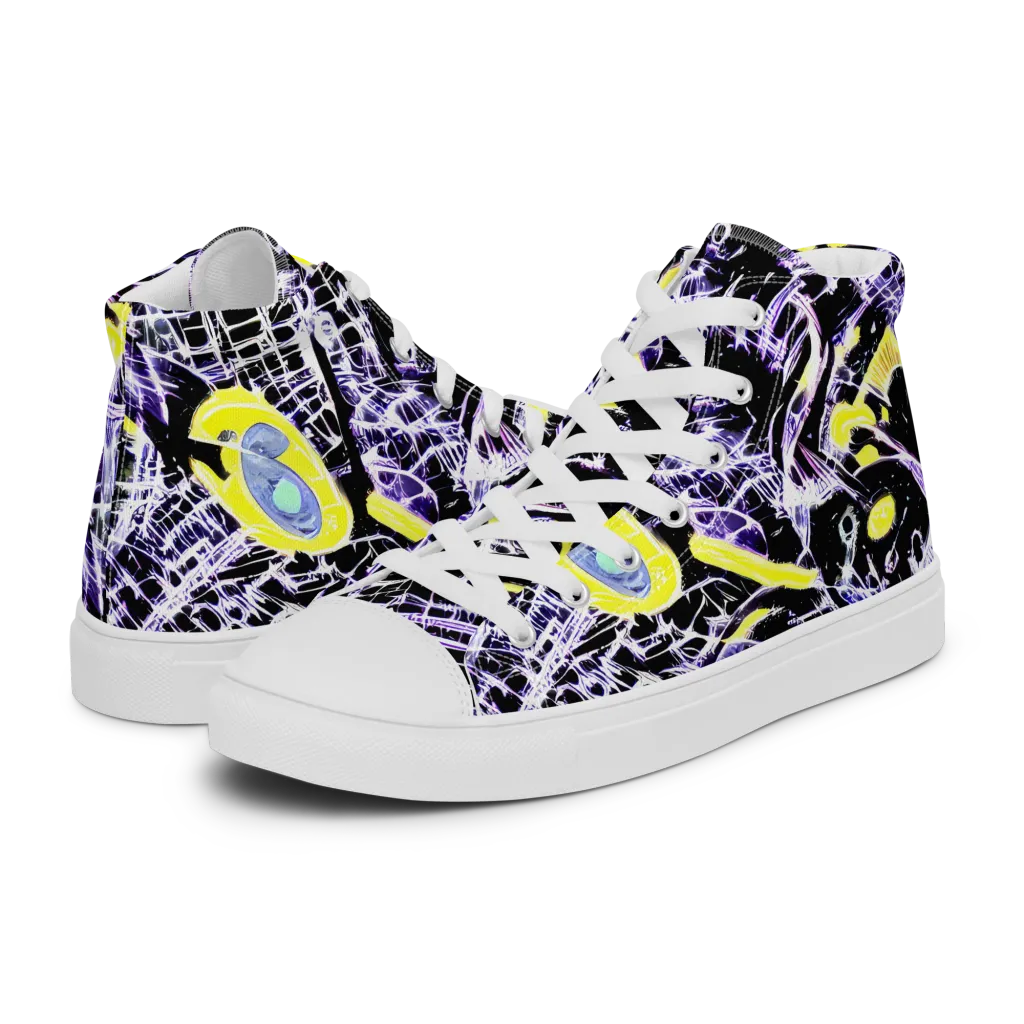 Night Circuit on Women's High Top Canvas Shoes — Left