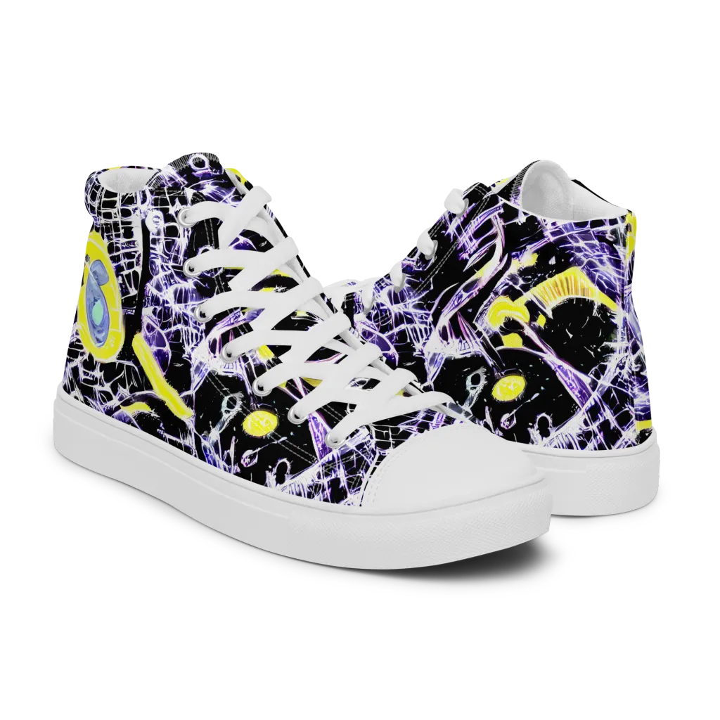 Night Circuit on Women's High Top Canvas Shoes — Right
