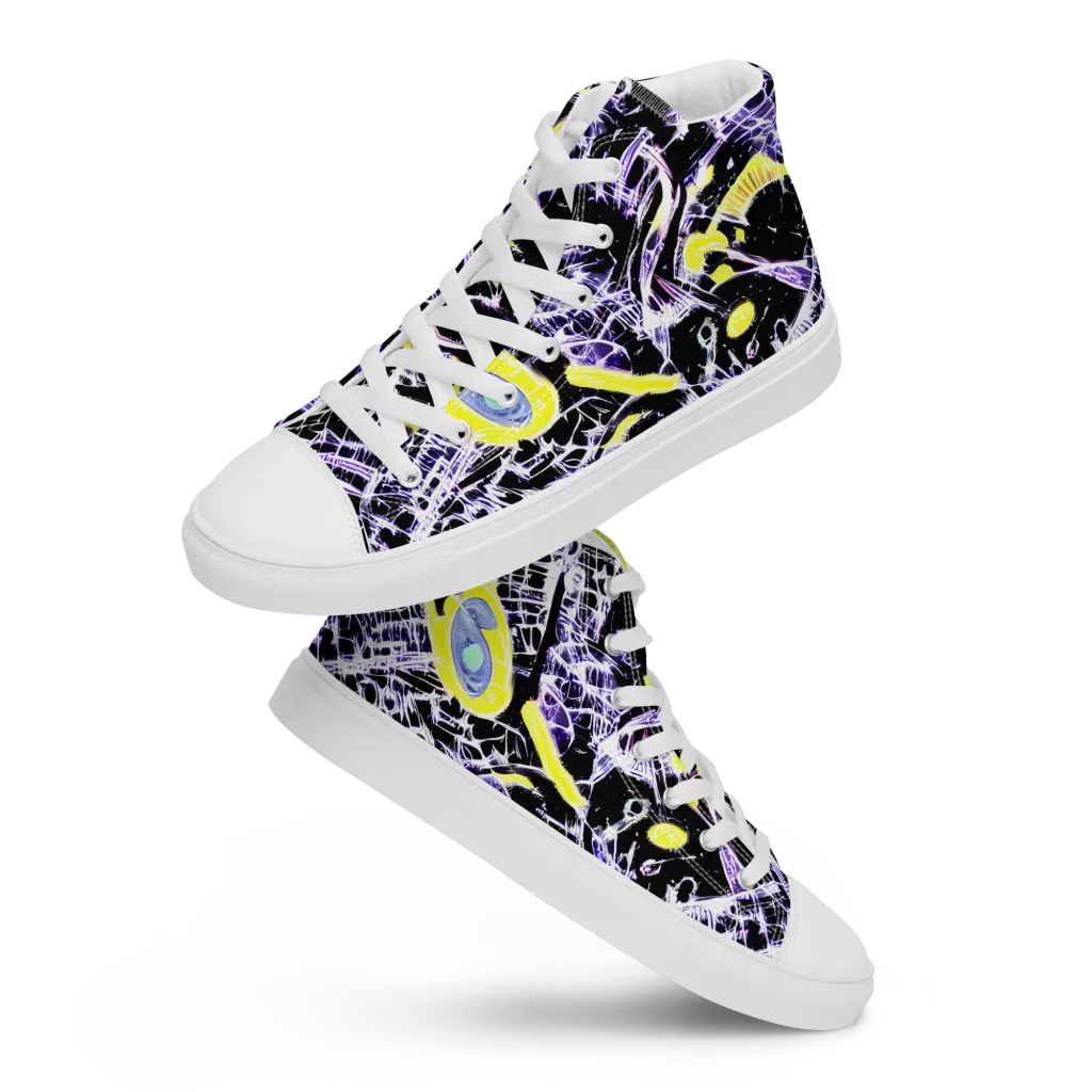 Night Circuit on Women's High Top Canvas Shoes — Front