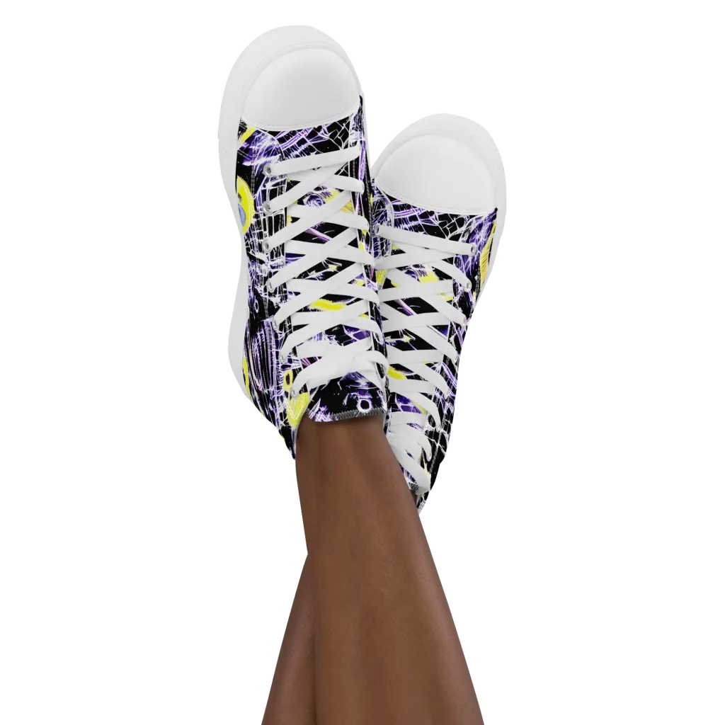 Night Circuit on Women's High Top Canvas Shoes — Front