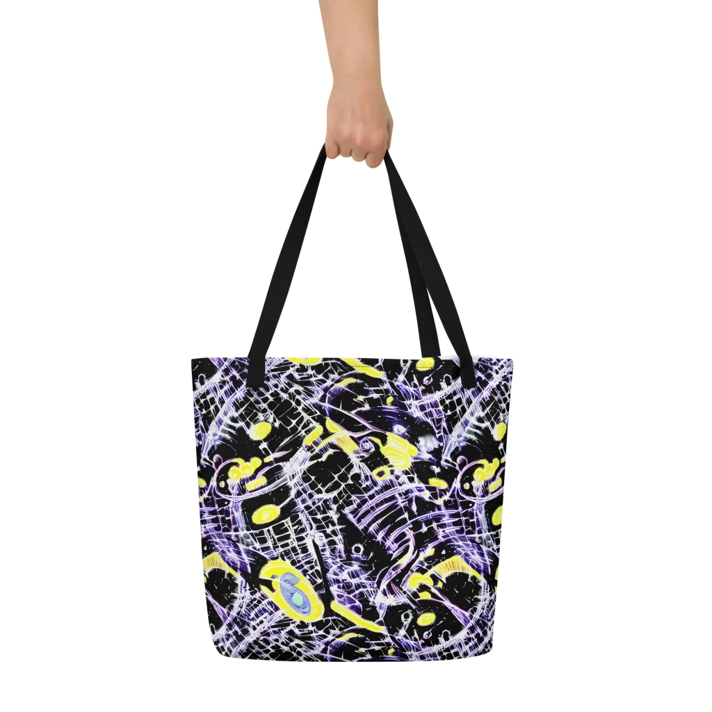 Night Circuit on Large Tote Bag W/ Pocket — Front