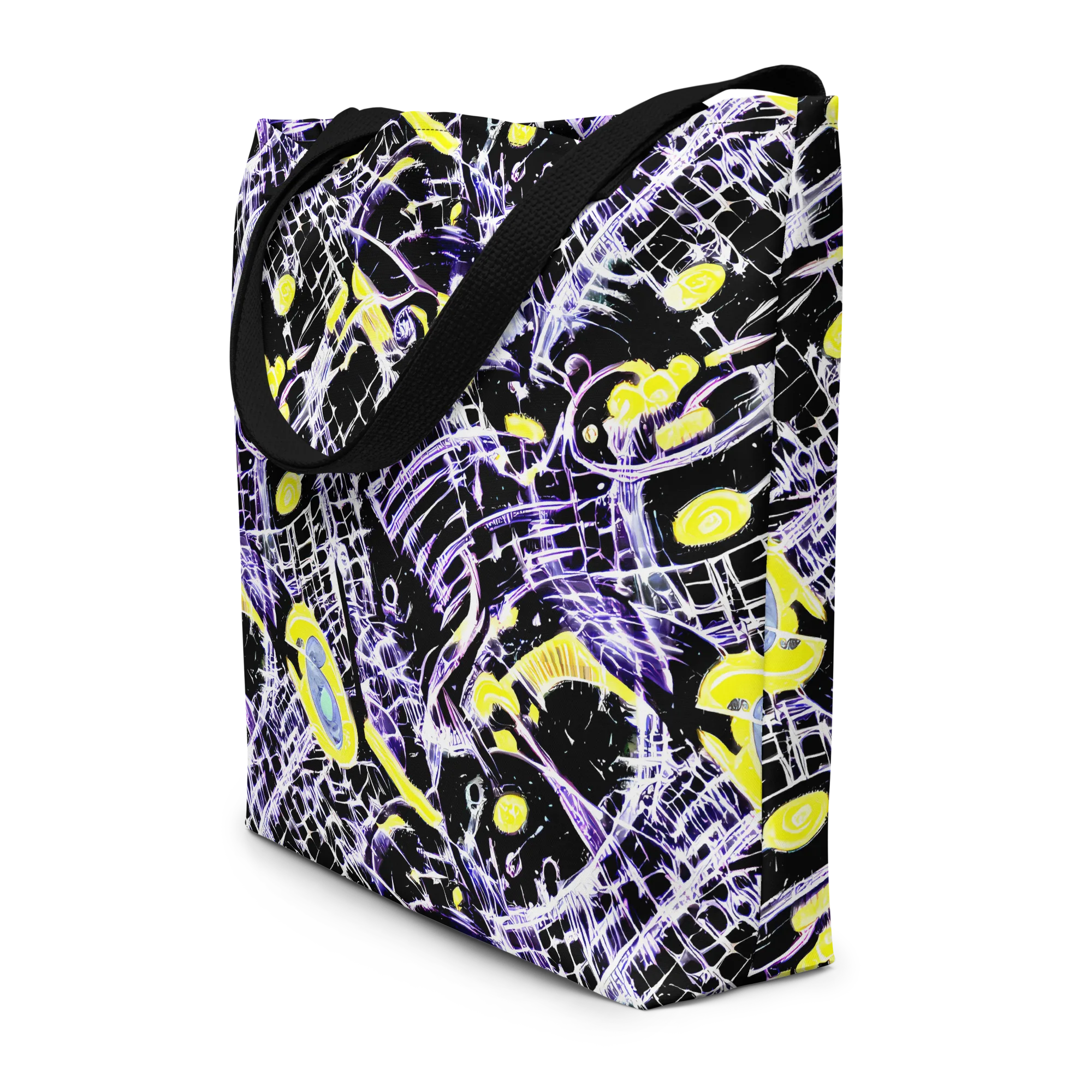 Night Circuit on Large Tote Bag W/ Pocket — Front