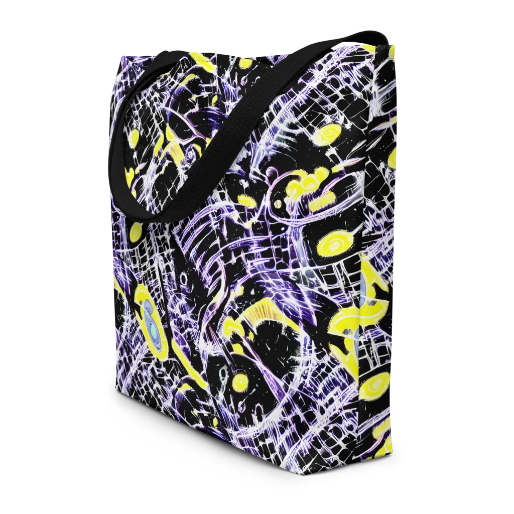 Night Circuit on Large Tote Bag W/ Pocket — Front