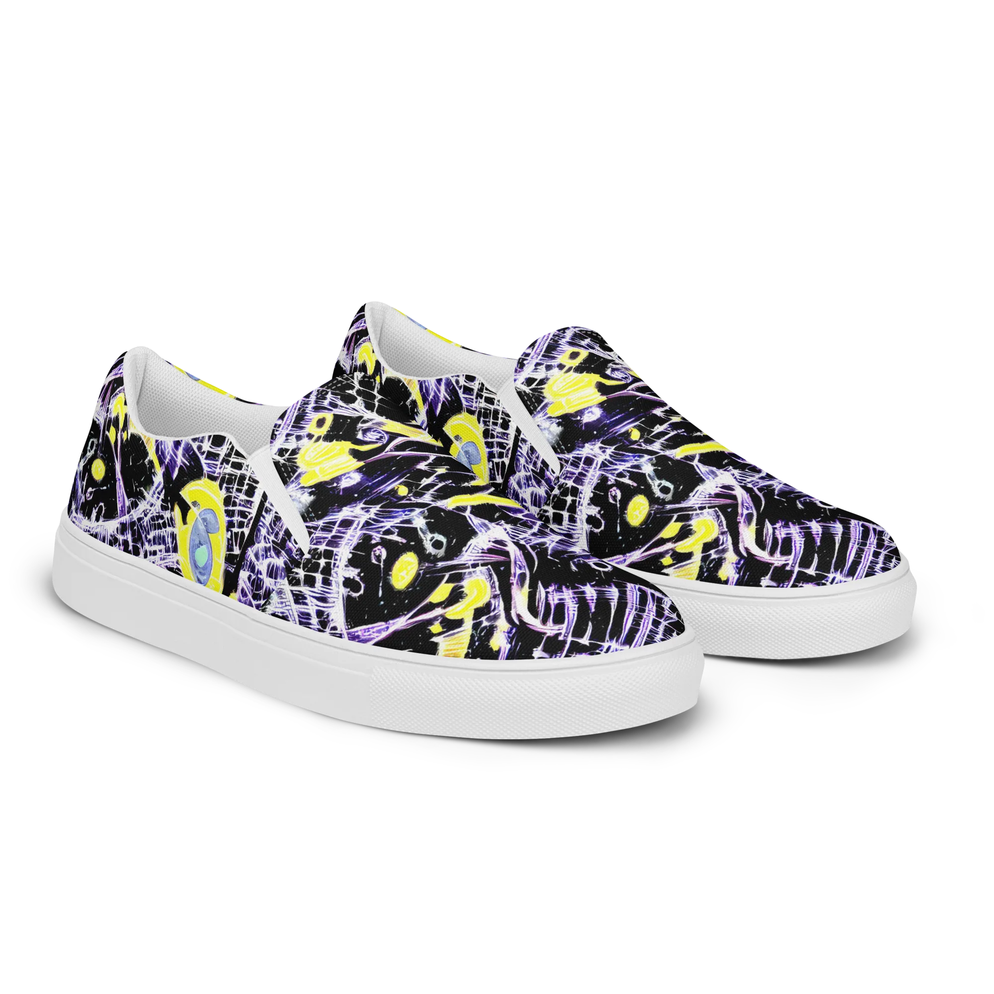 Night Circuit on Women's Slip-On Canvas Shoes — Right Front