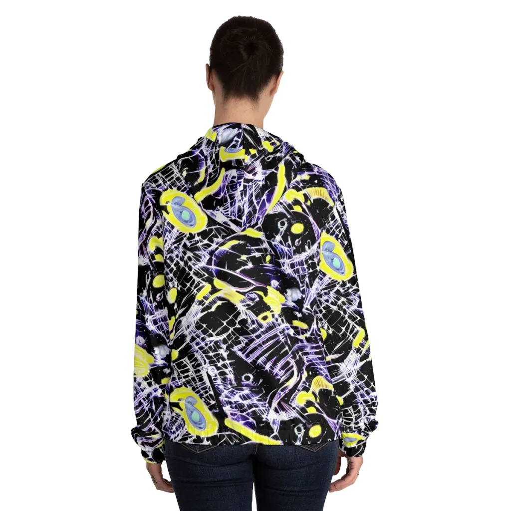 Night Circuit on Women's Full-Zip Hoodie — Back On Person