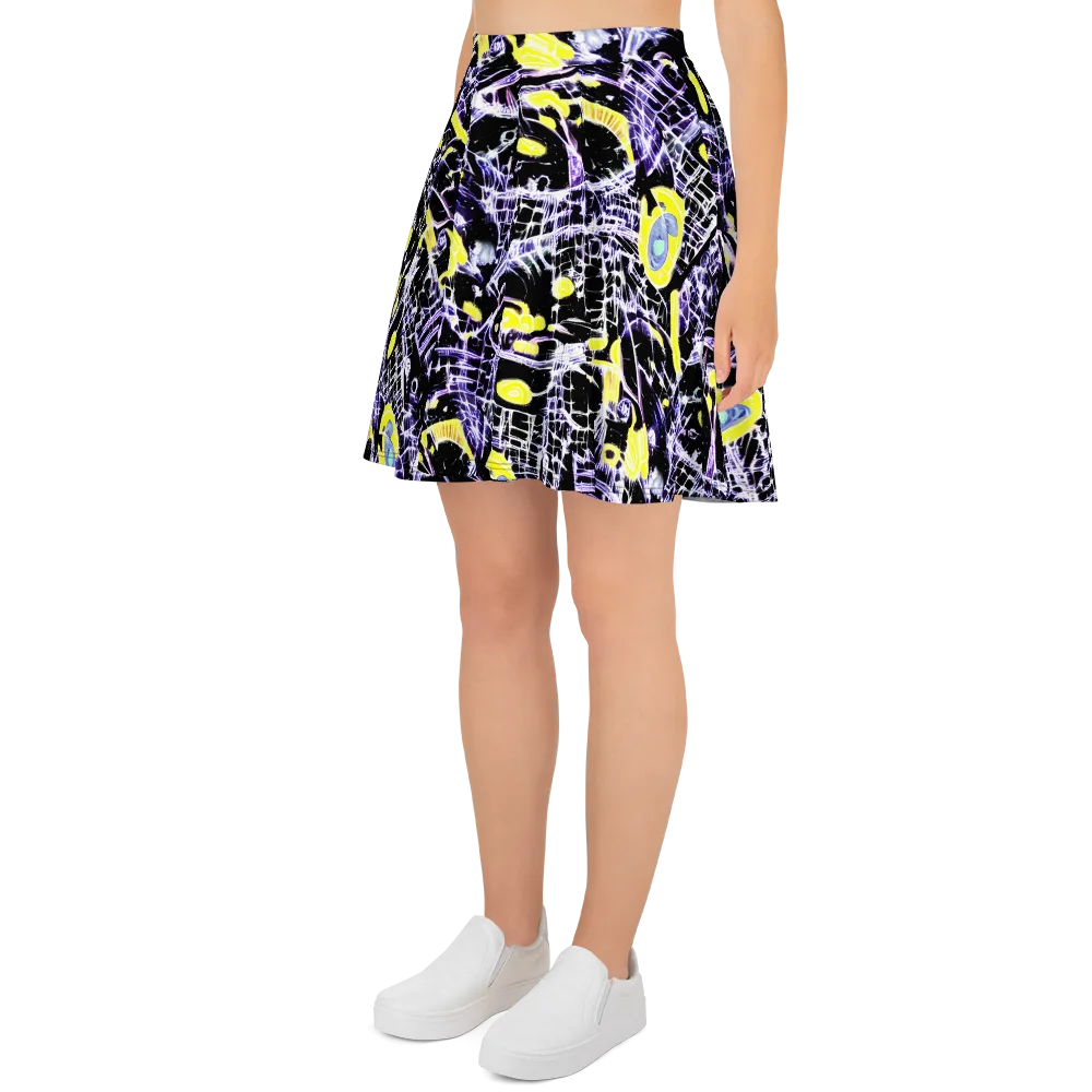 Night Circuit on Skater Skirt — Left