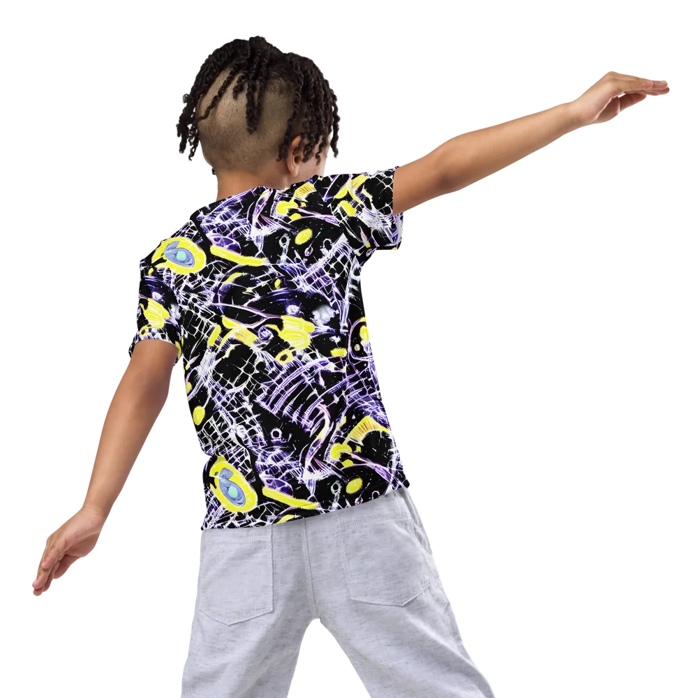 Night Circuit on Kids Crew Neck T-Shirt — Back