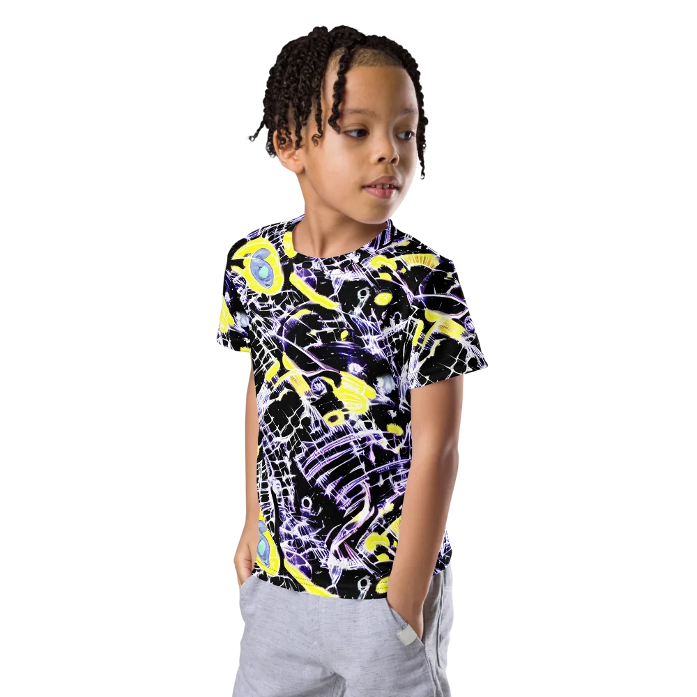 Night Circuit on Kids Crew Neck T-Shirt — Left Front