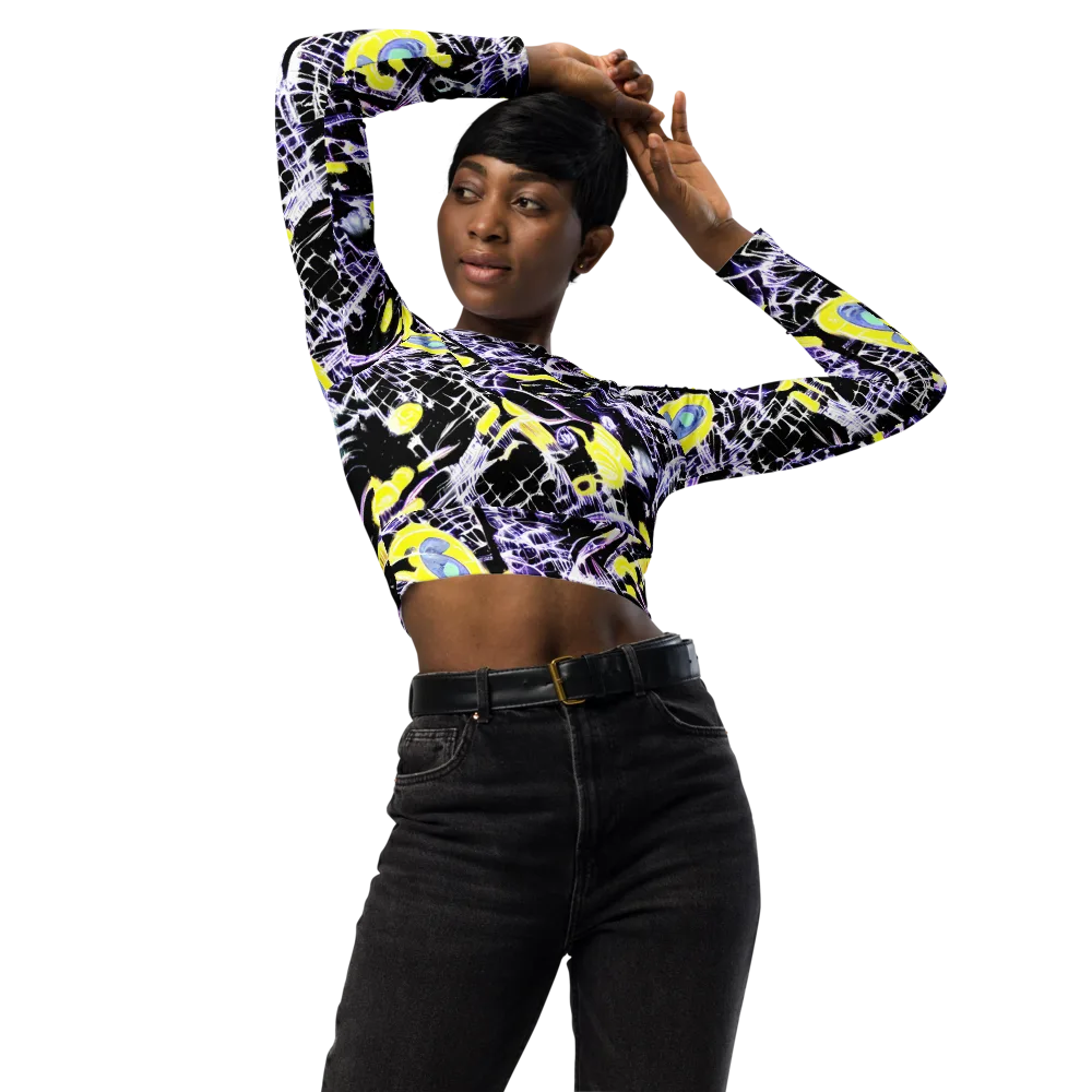 Night Circuit on Long Sleeve Crop Top — Front