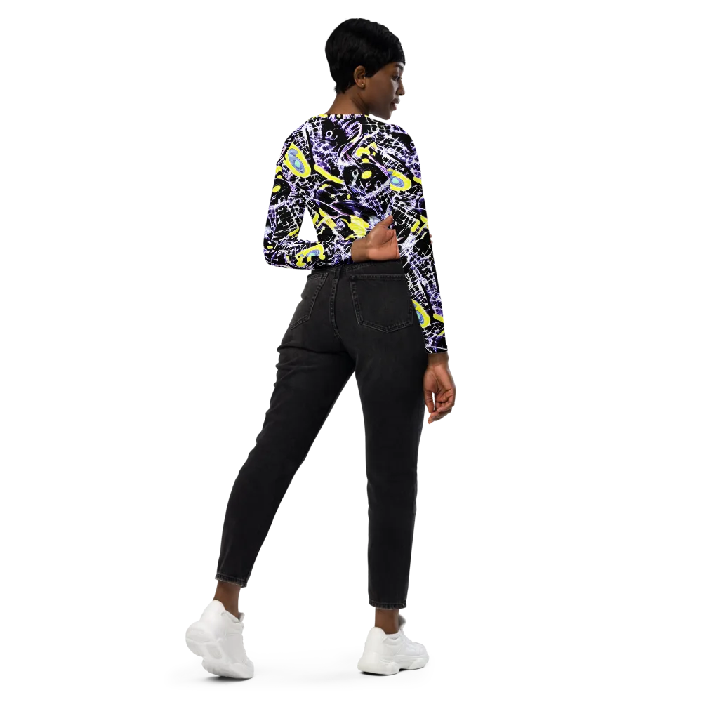 Night Circuit on Long Sleeve Crop Top — Right Back