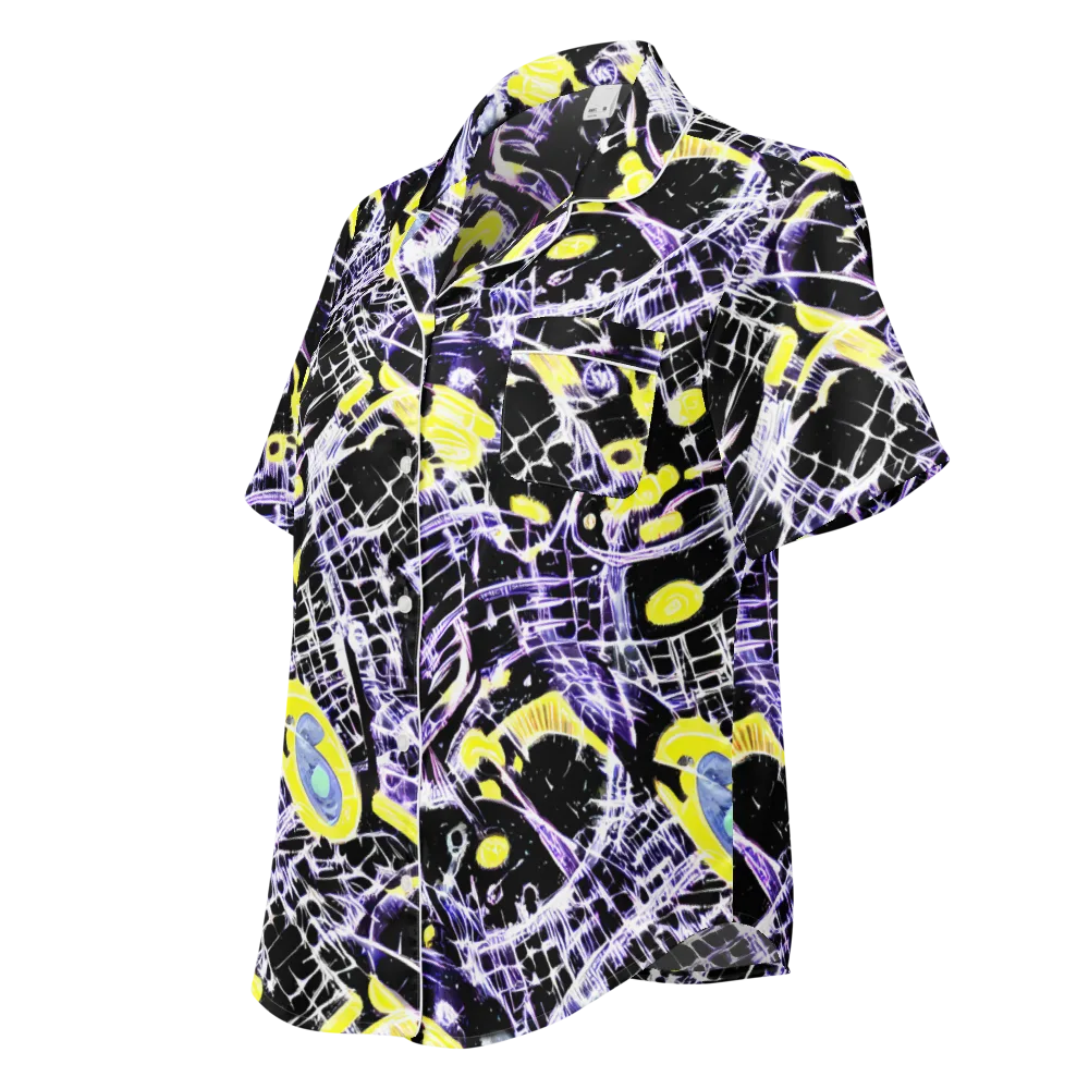 Night Circuit on Women's Short Sleeve Pajama Top — Left Front
